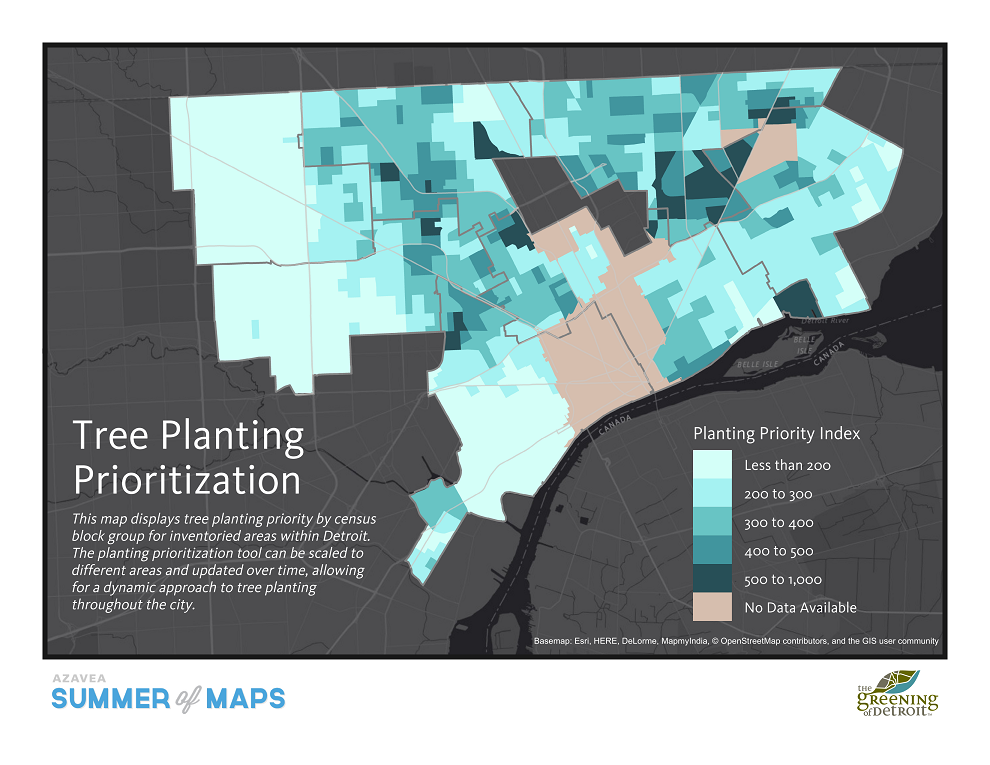 Planting priority across the city of Detroit