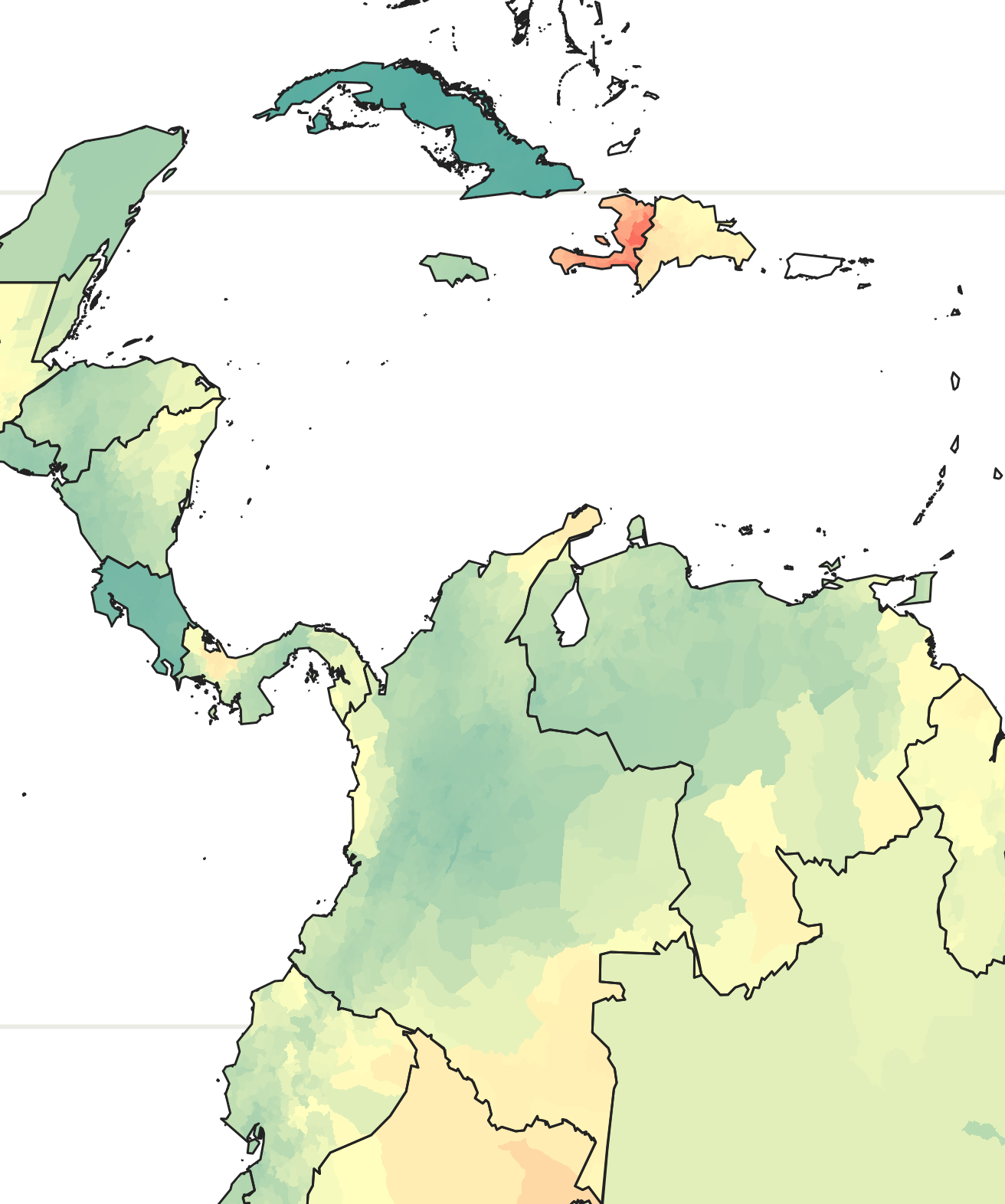 Under-5 mortality across parts of South America and the Caribbean, 2017