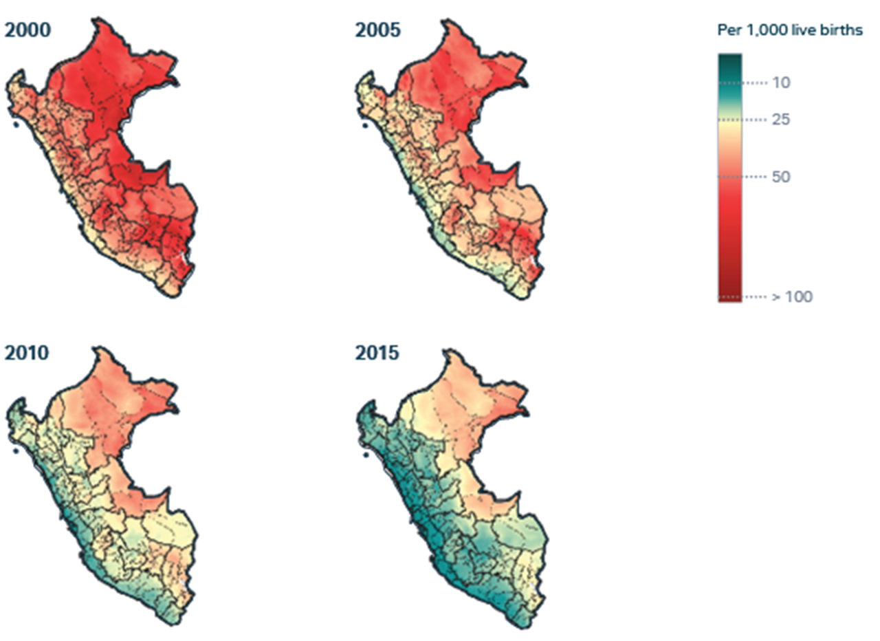 Map of under-5 mortality across Peru